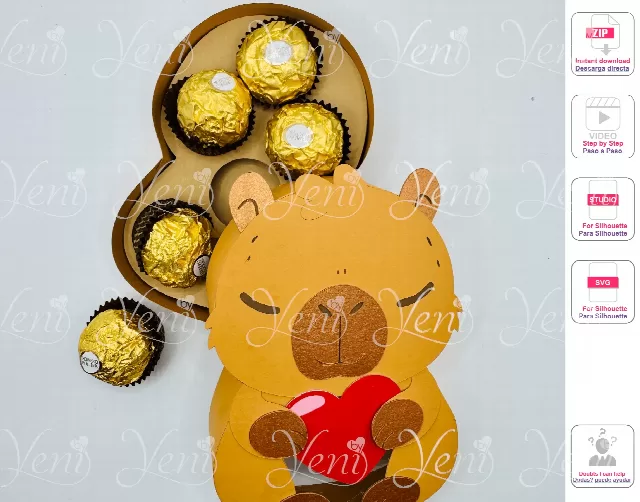 Capybara Candy Box - Svg and Studio files