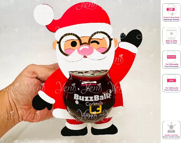 Santa Buzzballz holder - SVG (cricut or scanandcut)- Studio (Silhouette) file for / Digital File