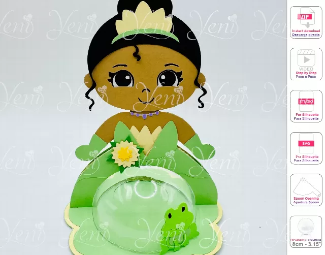 Tiana candy holder - For 8cm / 3.15" Sphere - Svg and Studio files