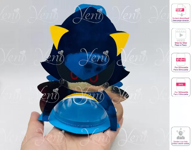 Metal Sonic Blue Hedgehog candy holder - For 8cm / 3.15” Sphere  - svg and Studio files