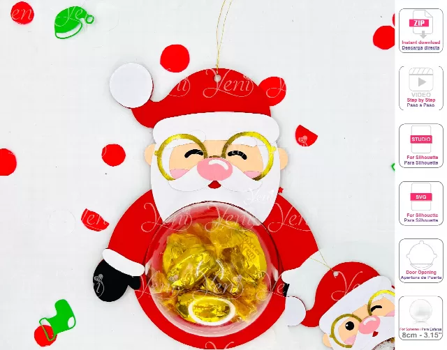 Santa candy holder - For 8cm / 3.15" Sphere - Svg and Studio files