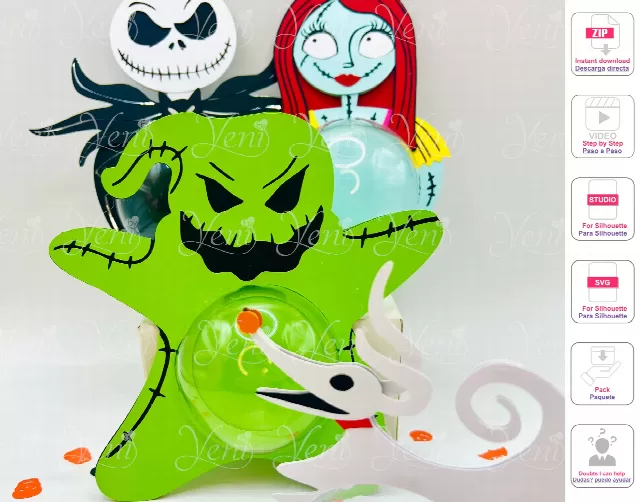 Nightmare Before Christmas Pack candy holder - For 8cm / 3.15" Sphere - Svg and Studio files