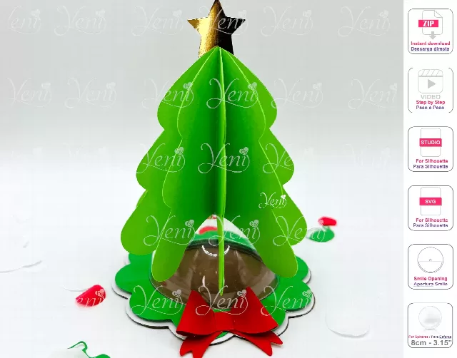 Christmas tree candy holder - For 8cm / 3.15" Sphere - Svg and Studio files