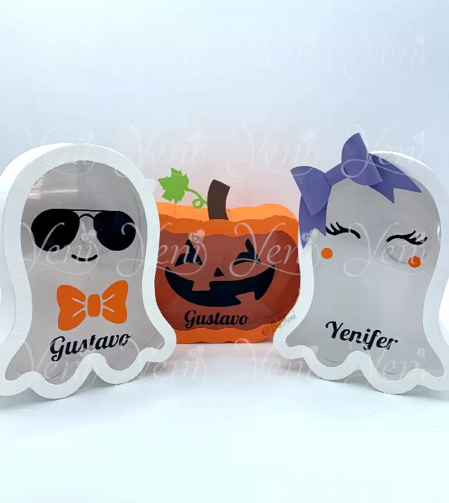 pumpkin and ghost couple Candy Boxes - Svg and Studio files