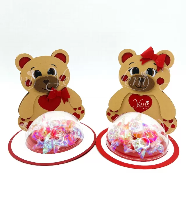 Teddy bear couple candy holder - For 4 sizes - Svg and Studio files