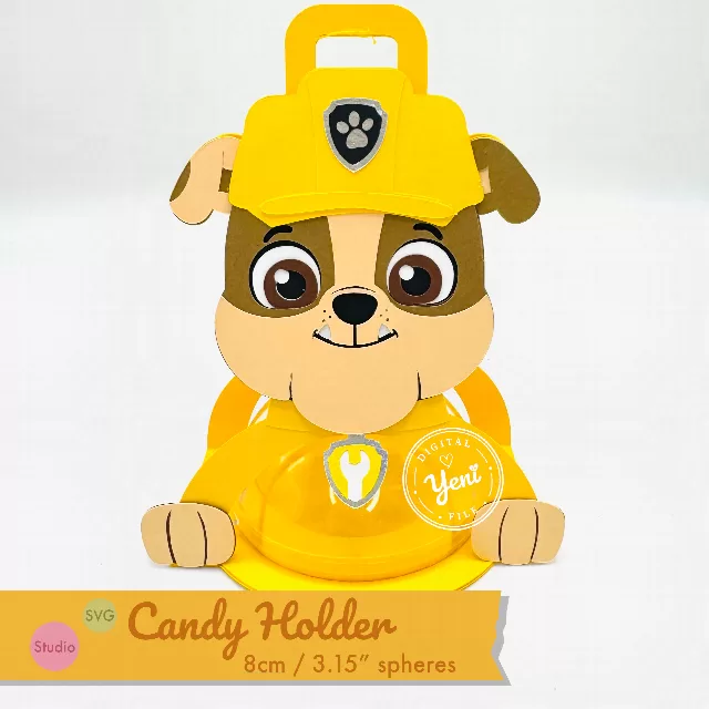 Rubble Paw Patrol candy holder - For 8cm / 3.15” Sphere - SVG and Studio files