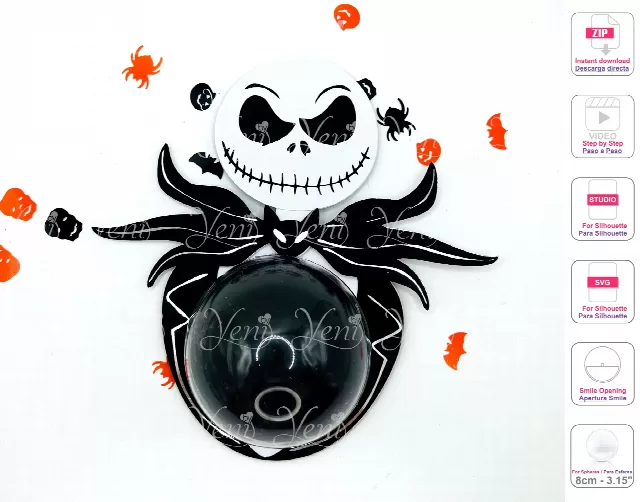 Jack Skellington candy holder - For 8cm / 3.15" Sphere - Svg and Studio files