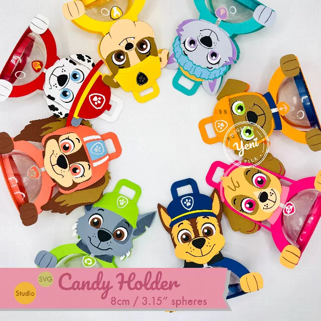 Paw Patrol Pack candy holder - For 8cm / 3.15” Sphere - SVG and Studio files