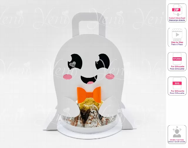 Boy Ghost candy holder - For 8cm / 3.15” Sphere - Digital cut file  - svg studio - Halloween