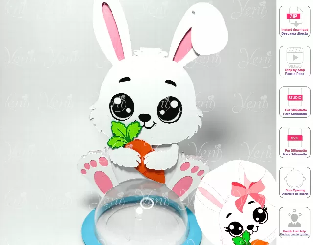 Easter Bunnies Couple candy holder - For 8cm / 3.15" Sphere - Svg and Studio files
