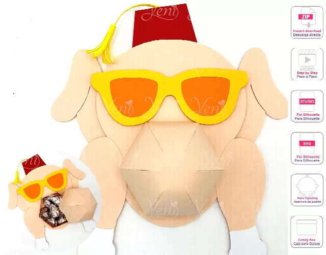 WITH Box Friends Turkey candy holder - Digital Files - svg -studio