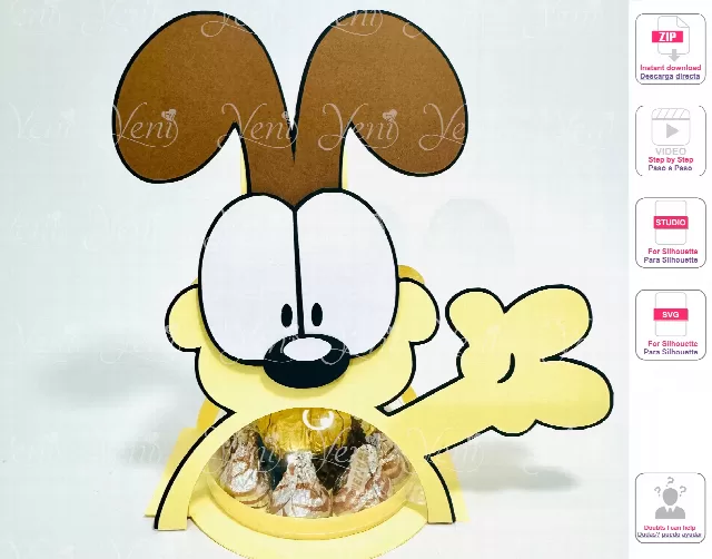Odie Dog Garfield candy holder - For 8cm / 3.15” Sphere - Svg and Studio files