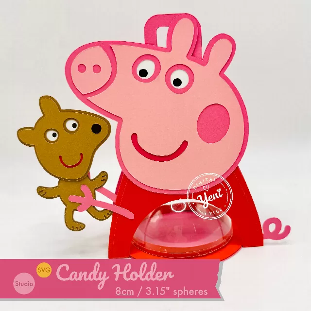 Peppa and Teddy candy holder - For 8cm / 3.15” Sphere - SVG and Studio files