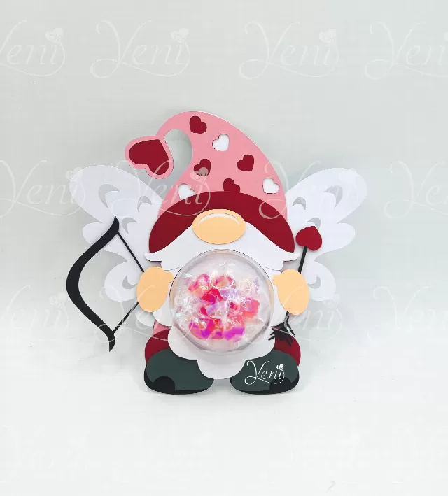 WITH Dotted Opening Cupid Gnome - for 4 sizes domes - Digital Files - Valentine - candy - svg - studio Cut File gift