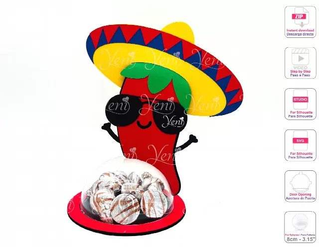 Chile candy holder - For 8cm / 3.15” Sphere - Svg and Studio files