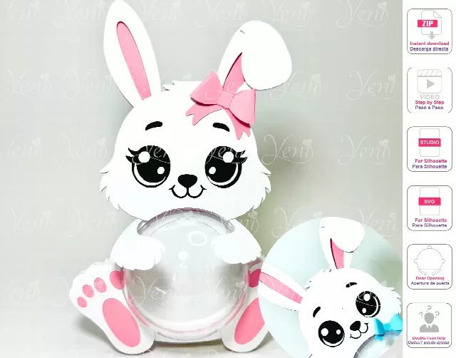Easter Bunnies couple candy holder - For 8cm / 3.15" Sphere - Svg and Studio files