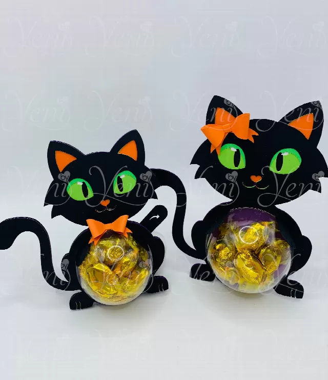 Black Cat candy holder - For 4 sizes - Svg and Studio files