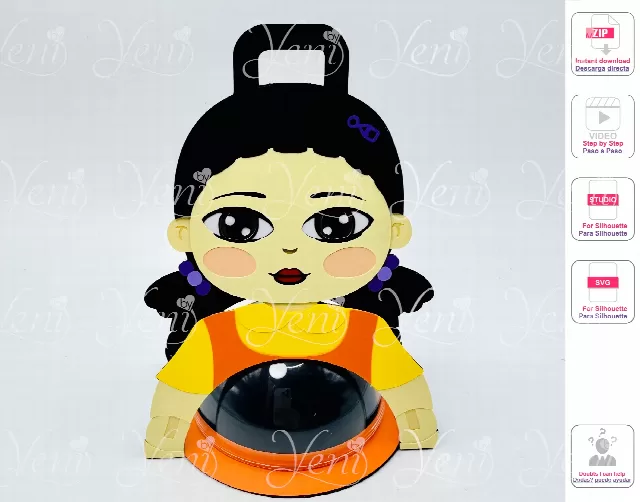 Young-Hee candy holder - For 8cm / 3.15” Sphere - Svg and Studio files