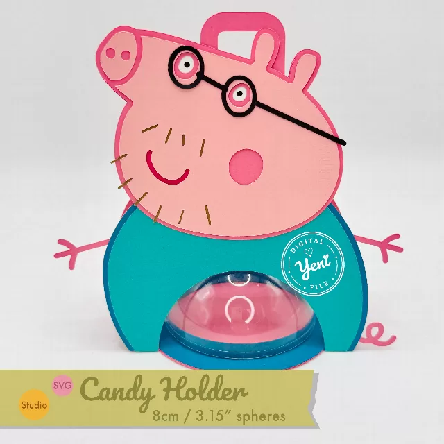 Daddy Pig candy holder - For 8cm / 3.15” Sphere - SVG and Studio files