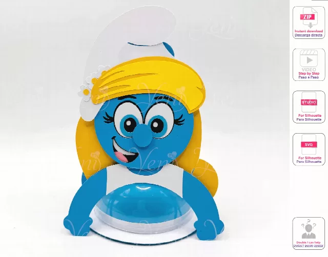 Smurfette candy holder - For 8cm / 3.15” Sphere - Digital Files  - svg -studio