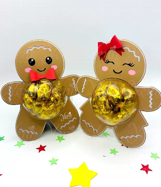 Gingerbread Couple candy holder - Ornament for 4 sizes sphere - Digital Files - Xmas - candy - svg -studio
