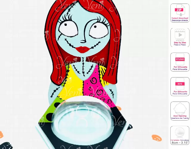 Sally candy holder - For 8cm / 3.15" Sphere - Svg and Studio files