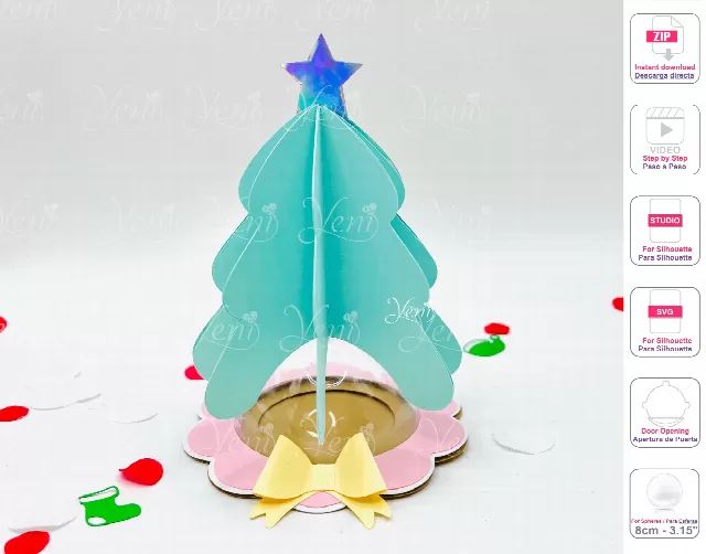 Christmas Tree candy holder - For 8cm / 3.15" Sphere - Svg and Studio files
