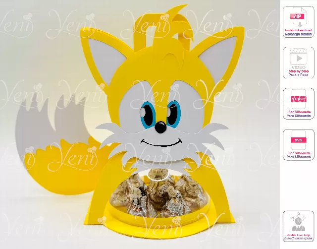 Tails candy holder - For 8cm / 3.15” Sphere - Svg and Studio files