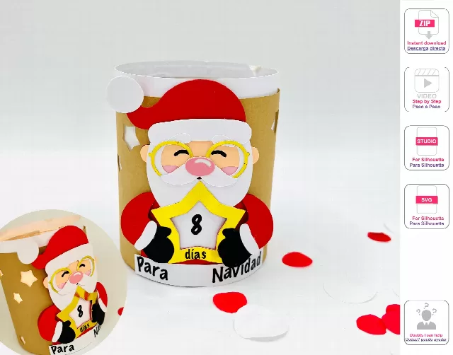 Santa Light Box - Days Counter - Digital Files - Xmas - svg -studio