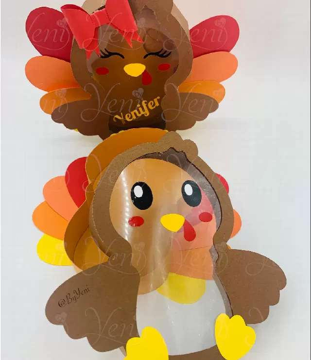 With clear Lid Turkey Couple candy boxes / Digital File - Studio, Svg / Thanksgiving