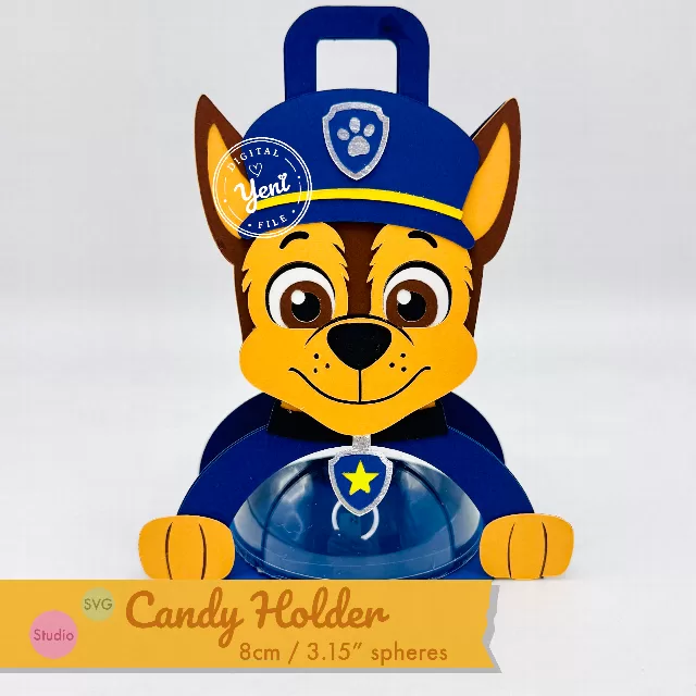 Chase Paw Patrol candy holder - For 8cm / 3.15” Sphere - SVG and Studio files