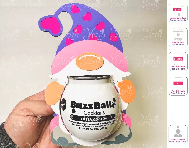 Gnome Buzzballz holder - SVG (cricut or scanandcut)- Studio (Silhouette) file for / Digital File