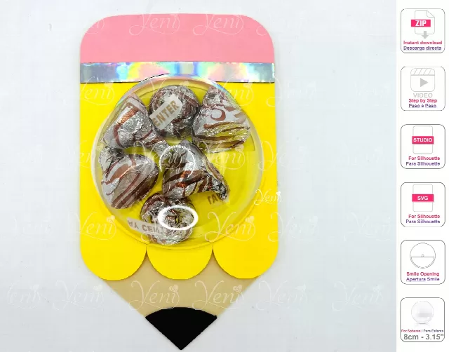 Pencil candy holder - For 8cm / 3.15" Sphere - Svg and Studio files