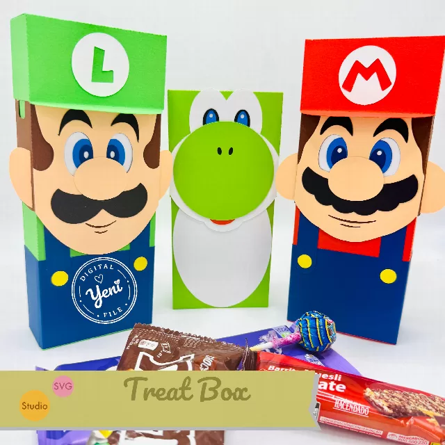 Mario Bros Treat Box Pack  - Digital File - Studio and Svg  
