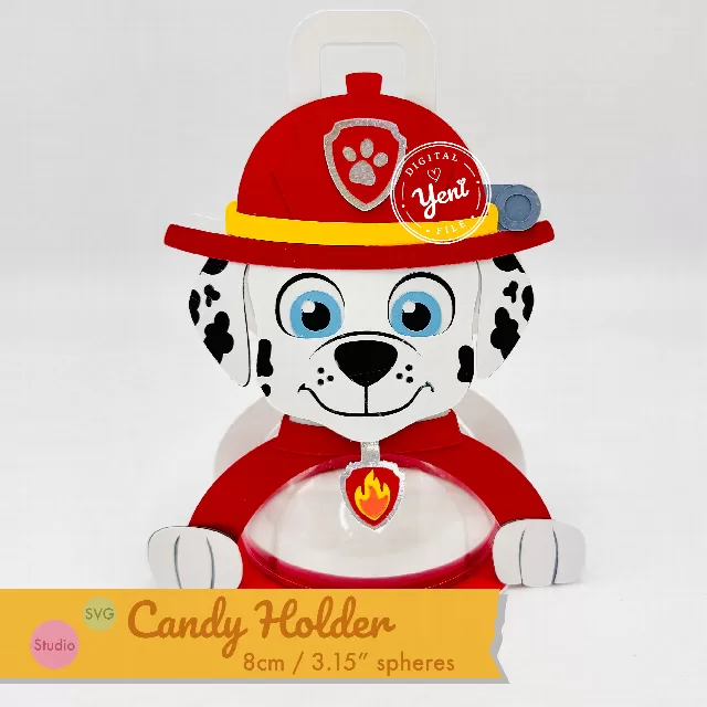 Marshall Paw Patrol candy holder - For 8cm / 3.15” Sphere - SVG and Studio files 