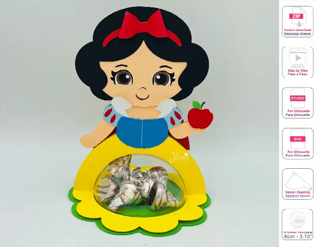 Snow White Princess candy holder - For 8cm / 3.15" Sphere - Svg and Studio files