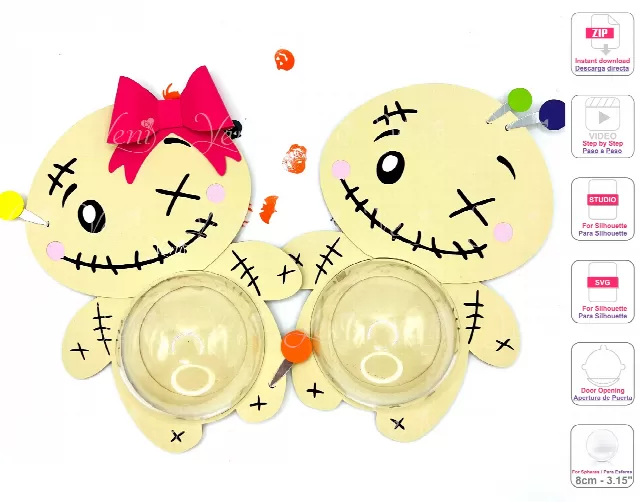 Voodoo couple candy holder - For 8cm / 3.15" Sphere - Svg and Studio files