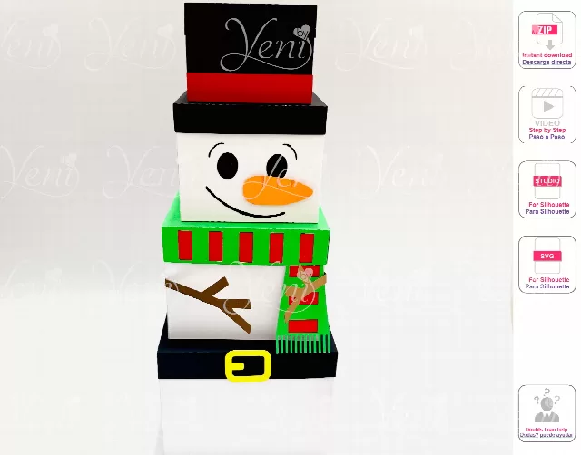 Stackable Snowman Big Box - Studio and Svg files