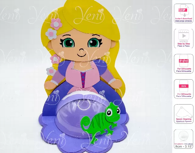 Rapunzel candy holder - For 8cm / 3.15" Sphere - Svg and Studio files