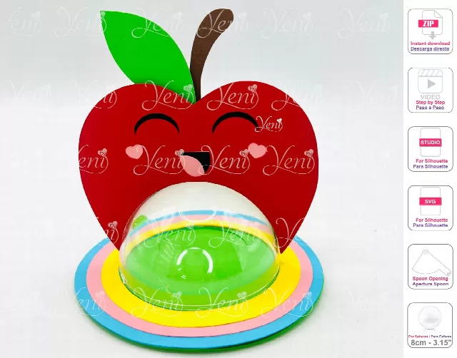 Happy Apple candy holder - For 8cm / 3.15" Sphere - Svg and Studio files