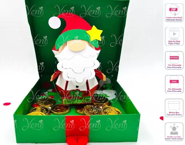 Christmas Gnome Candy Box - Svg and Studio files