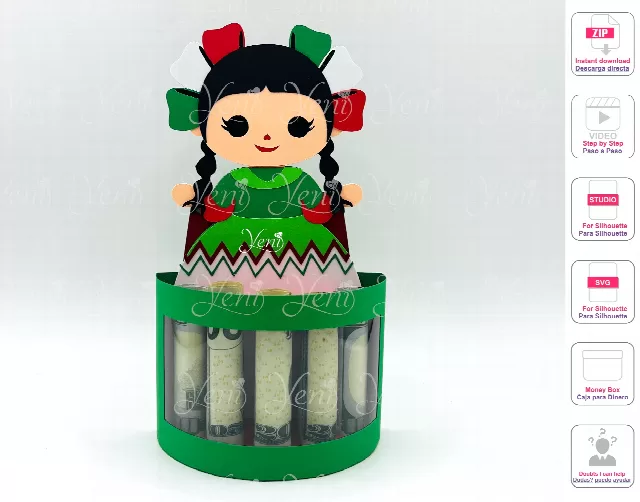 Mexican Doll Money Holder - Svg and Studio files