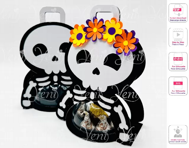 Skeletons candy holder - For 8cm / 3.15” Sphere - Svg and Studio files 