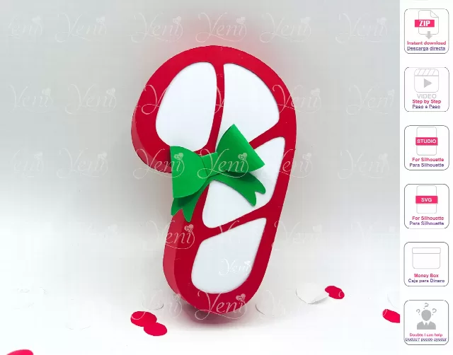 Cane Candy Box - Svg and Studio files