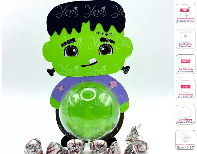 Frankenstein candy holder - For 8cm / 3.15" Sphere - Svg and Studio files
