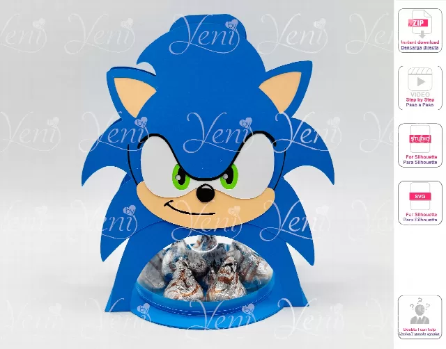 Sonic candy holder - For 8cm / 3.15” Sphere - Svg and Studio files