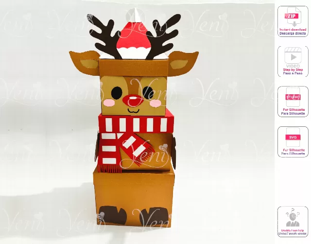 Stackable Reindeer Box - Digital File - Studio and Svg