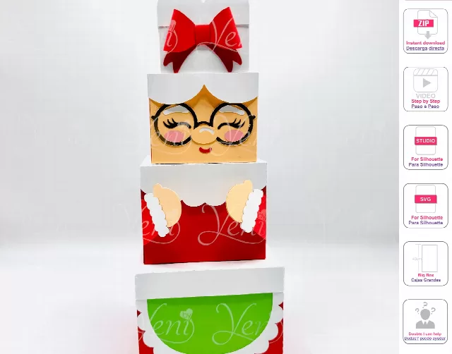 Stackable Mrs. Claus Big Box - Studio and Svg files