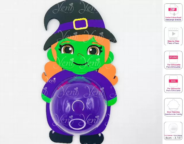 Witch candy holder - For 8cm / 3.15" Sphere - Svg and Studio files