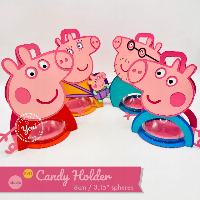 Daddy Pig Pack candy holder - For 8cm / 3.15” Sphere - SVG and Studio files